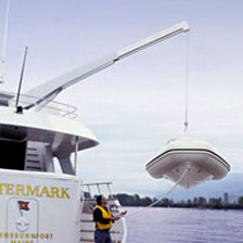 CT3500 yacht crane, mirror polished stainless boom extension, wireless controlled